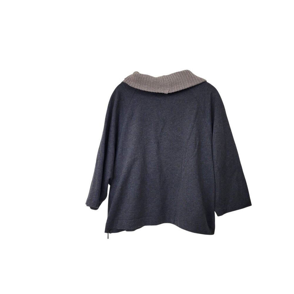 Ann Taylor LOFT Womens Gray Sweater With Ribbed Cowl Neck & Drawstring Size XL - Picture 2 of 6